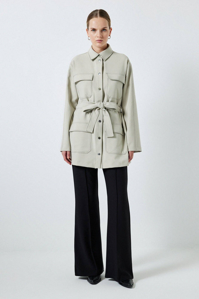 Camicia overshirt con cintura in vita