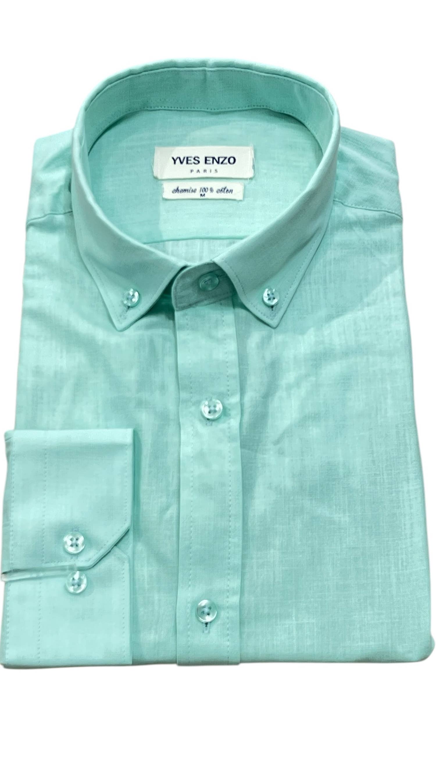Camicia in voile di cotone verde tenue