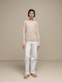 Maglione in maglia con applicazioni a foglia