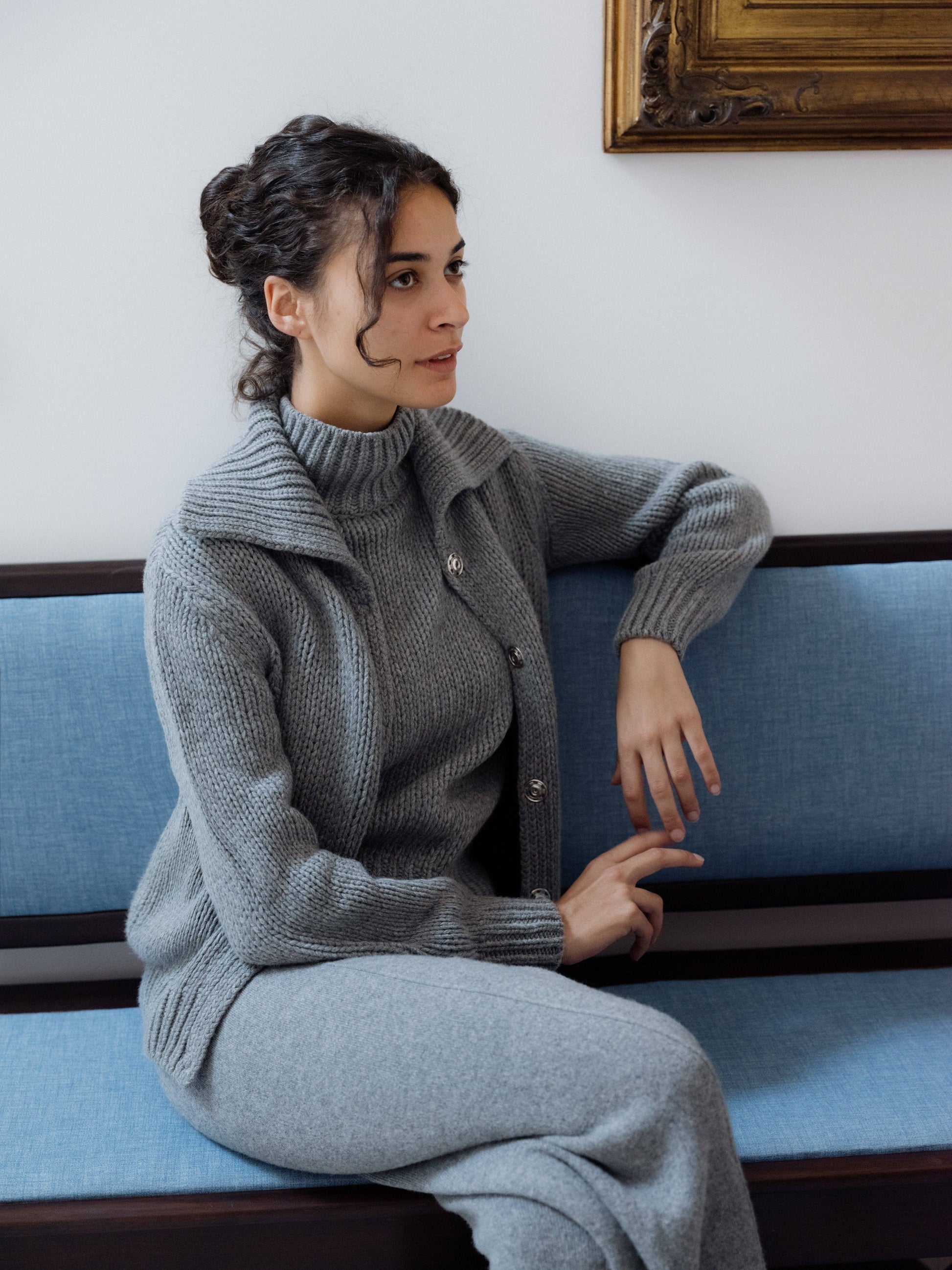 Cardigan chunky in misto cashmere