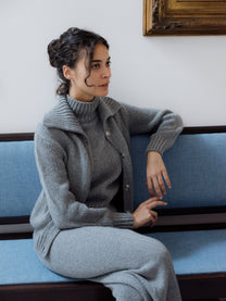 Cardigan chunky in misto cashmere
