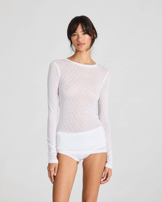 Maglia Fermi in misto seta bianca