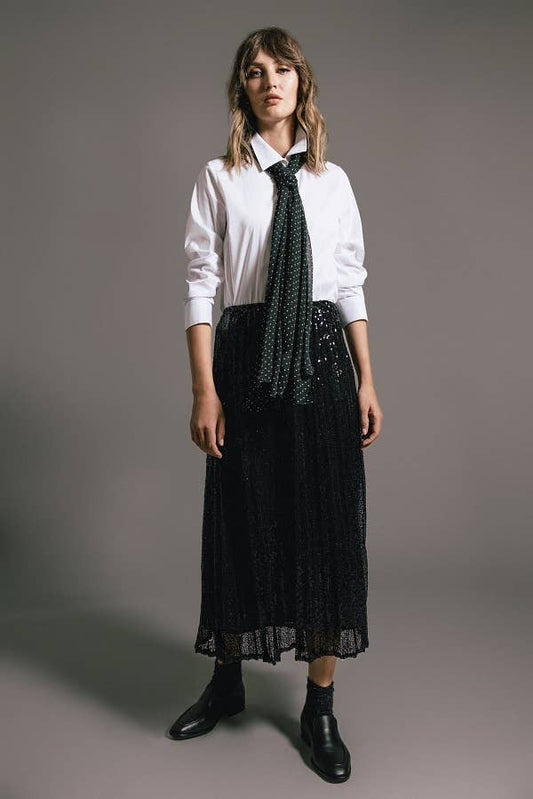 Gonna midi con paillettes nera