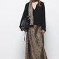 Gonna midi in raso animalier con vita elasticizzata