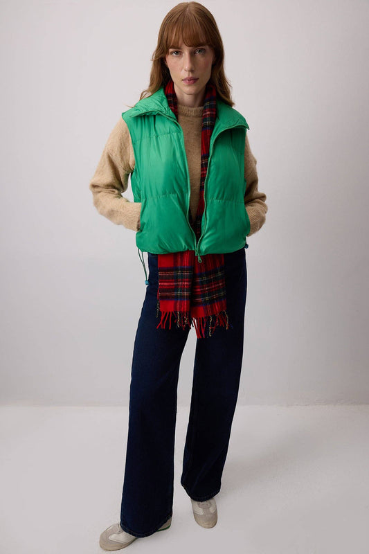 Gilet imbottito con zip verde