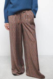 Pantaloni a gamba larga con stampa geometrica e coulisse
