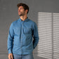 Camicia in denim leggero in cotone azzurro chiaro