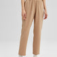 Pantaloni in crepe beige a vita elastica