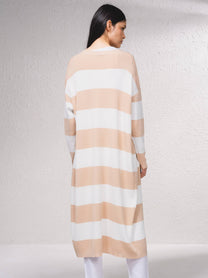 Cardigan lungo a righe aperto
