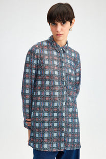 Camicia lunga con paillettes a quadri