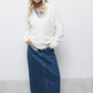 Gonna midi in denim a cinque tasche