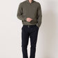 Maglione in lana merino con zip kaki Prudent
