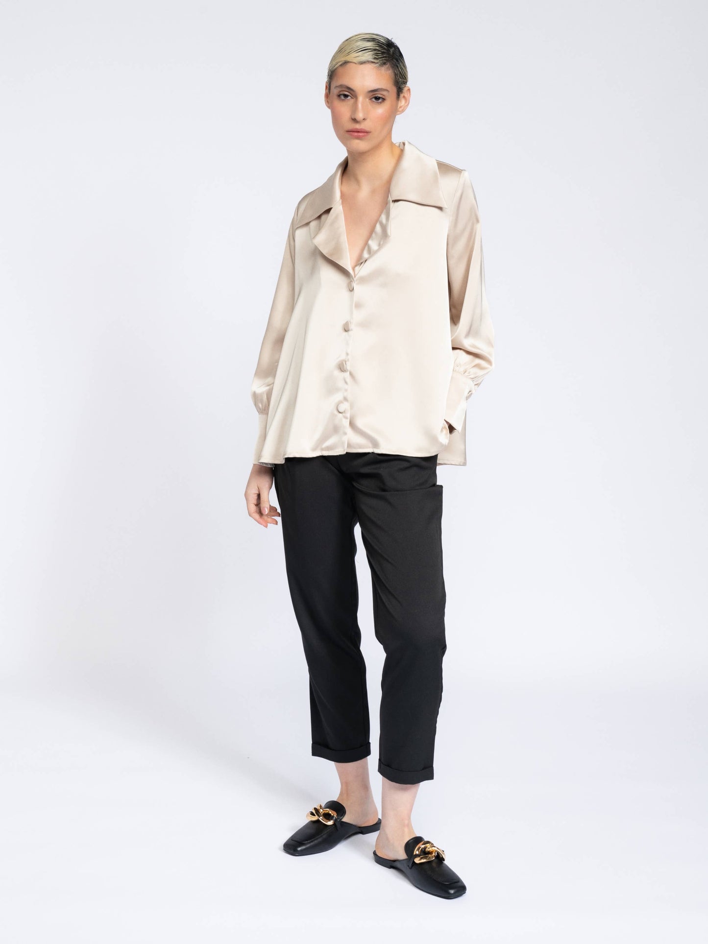 Pantaloni slim donna in misto viscosa elasticizzato