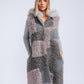 Gilet lungo in pelliccia sintetica patchwork da donna