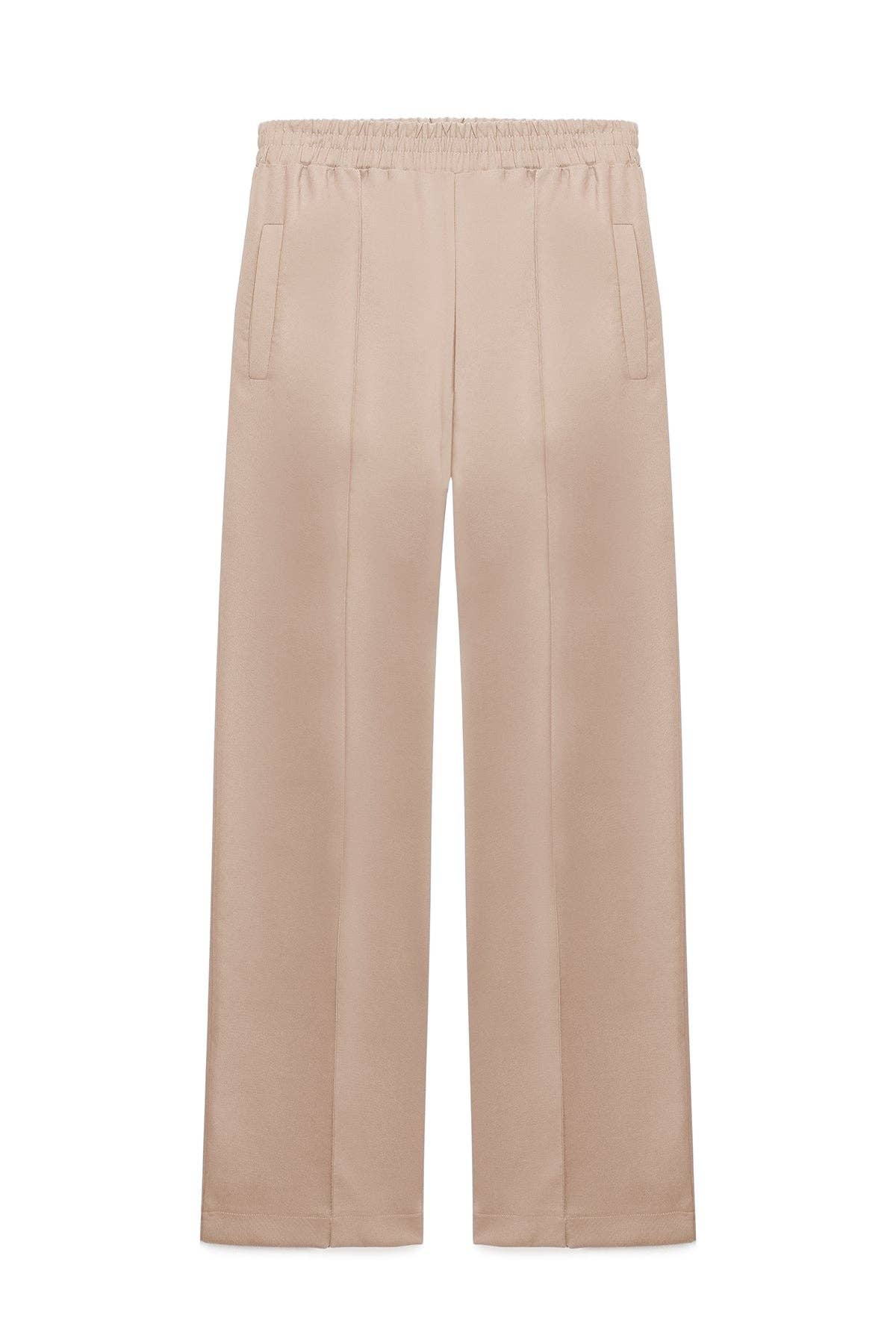 Pantaloni a vita alta in crêpe elasticizzato morbido