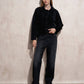 Jeans donna a vita alta in denim nero