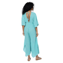 Tuta lunga estiva boho in cotone turchese