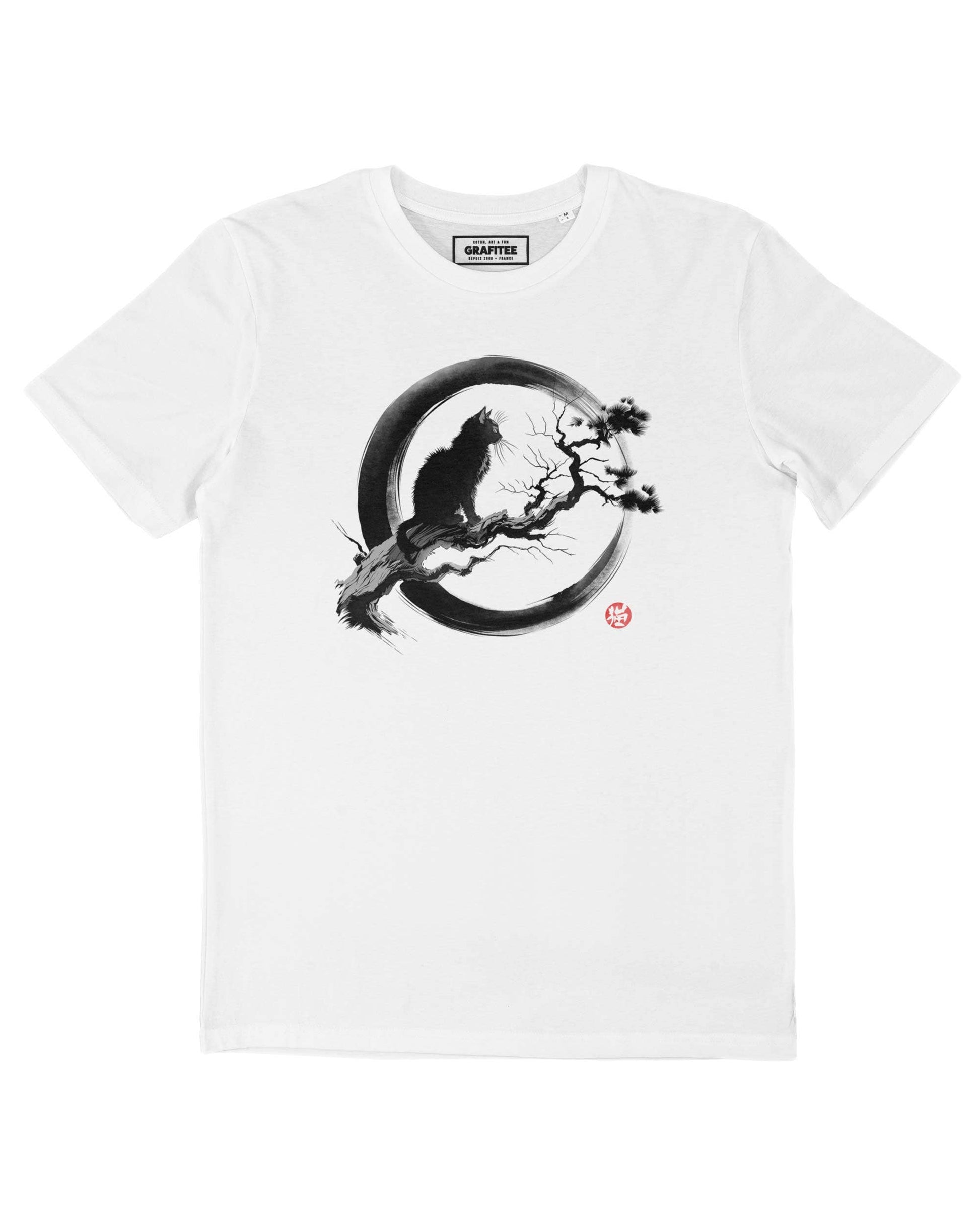 T-shirt Ink Cat bianca in cotone biologico GOTS