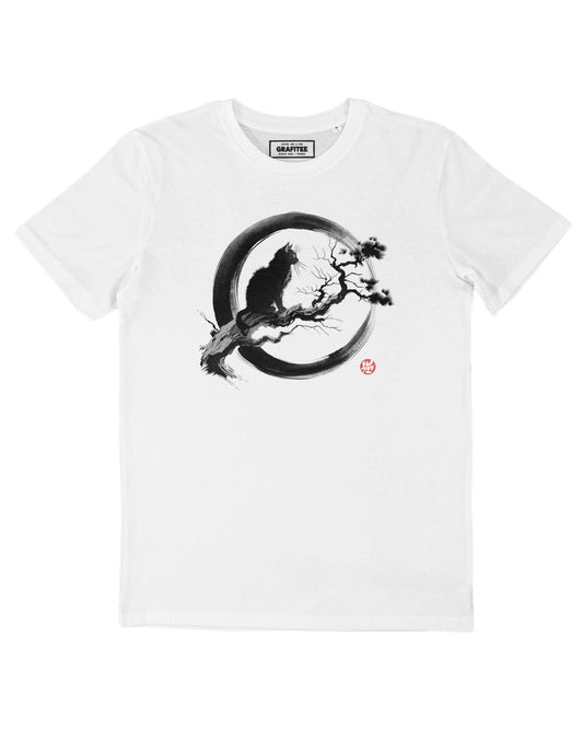 T-shirt Ink Cat bianca in cotone biologico GOTS