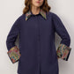 Camicia blu navy con dettagli etnici