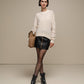 Maglione donna in maglia a trecce con filo luminoso