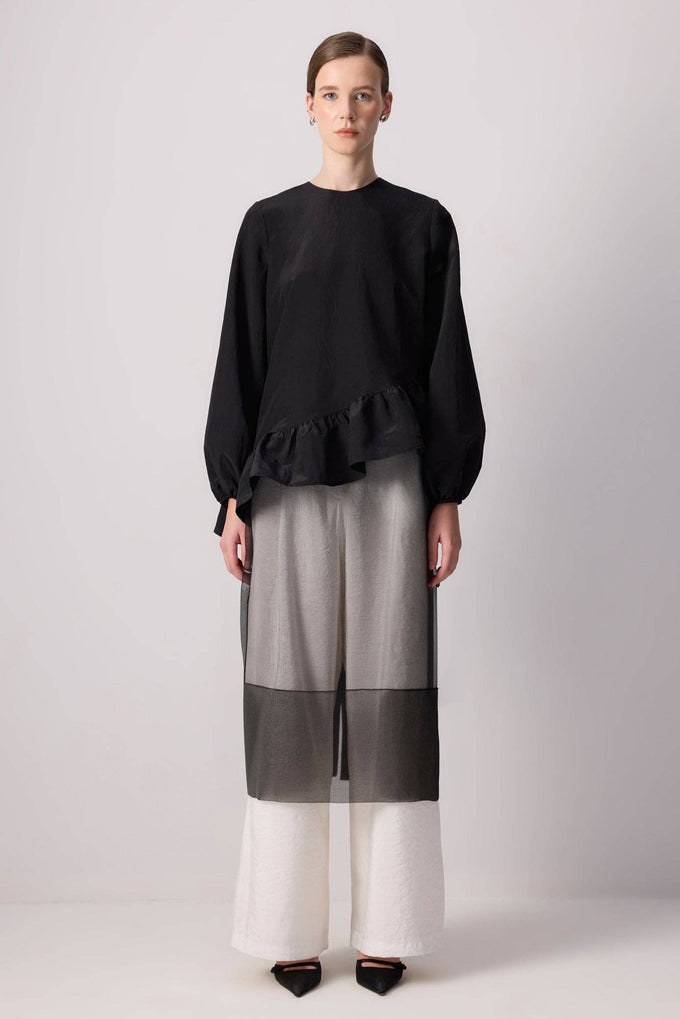 Gonna in organza nera trasparente