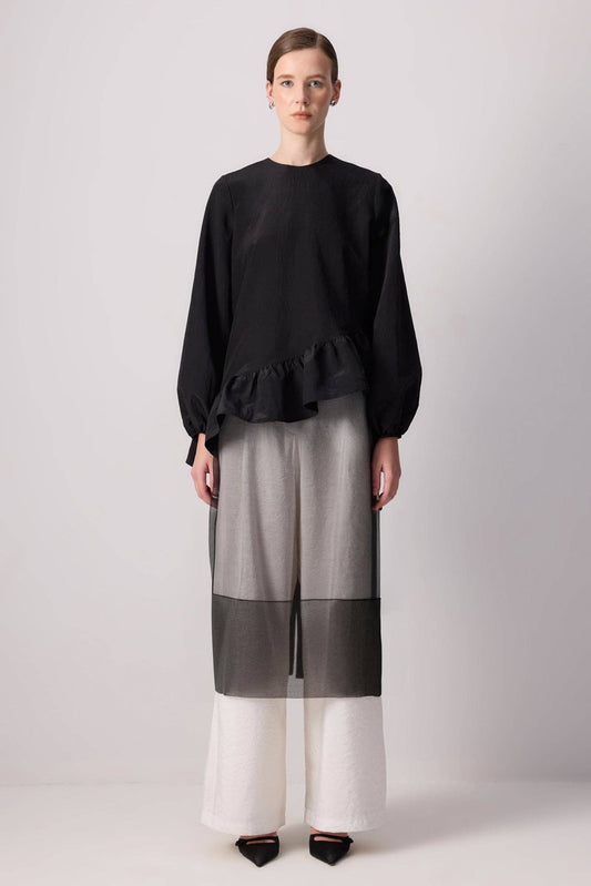 Gonna in organza nera trasparente