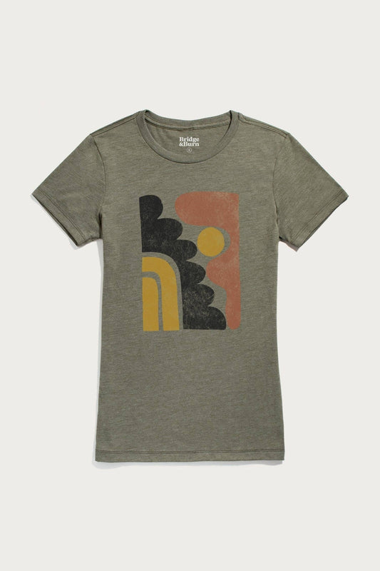 T-shirt donna Ladera oliva con stampa grafica