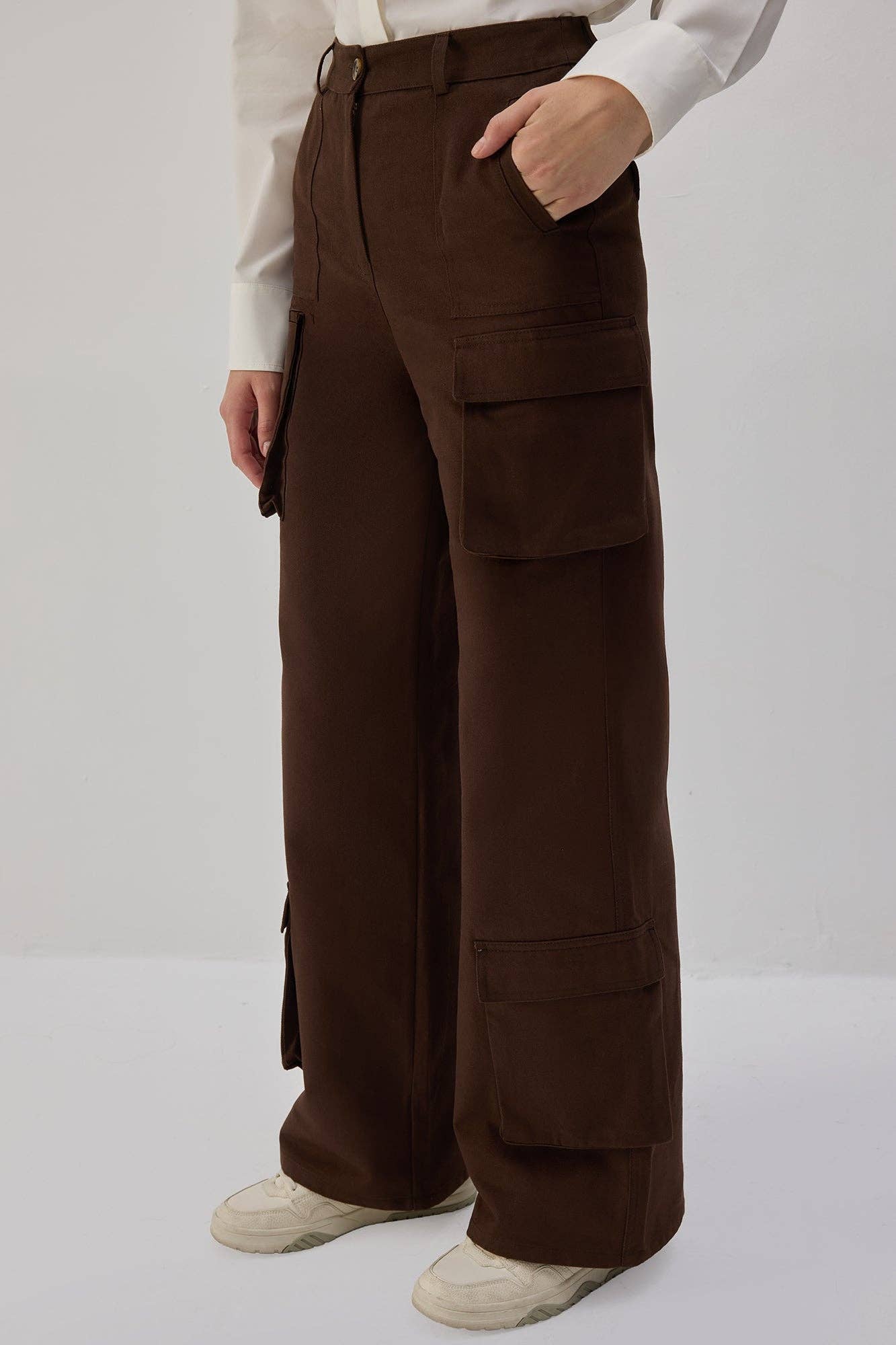 Pantaloni cargo in gabardine di cotone