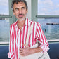 Camicia Maggia a righe rosse in lino e cotone biologico