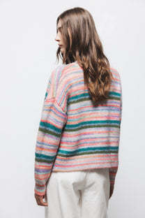 Cardigan in maglia a righe multicolor
