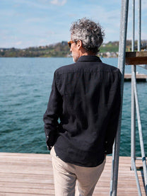 Camicia Verzasca in lino nera