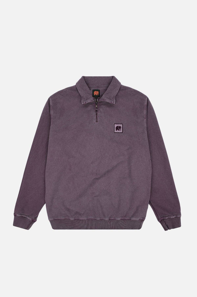 Maglione con mezza zip tinto a pigmento viola tramonto