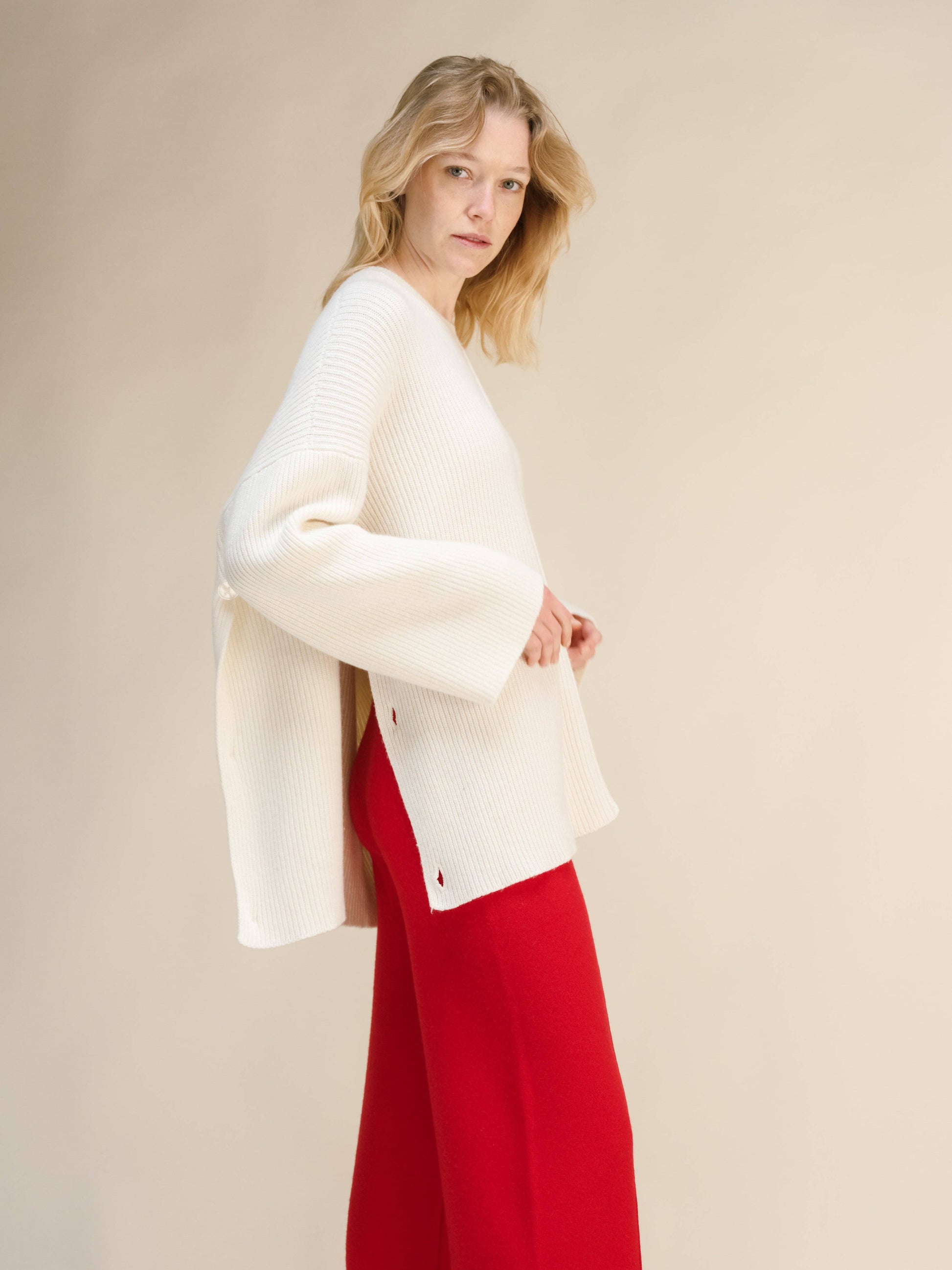 Maglione mantella oversize in misto cashmere