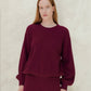 Maglione girocollo a costine in misto cashmere con maniche a palloncino