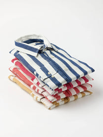 Camicia in lino a righe color ocra Maggia
