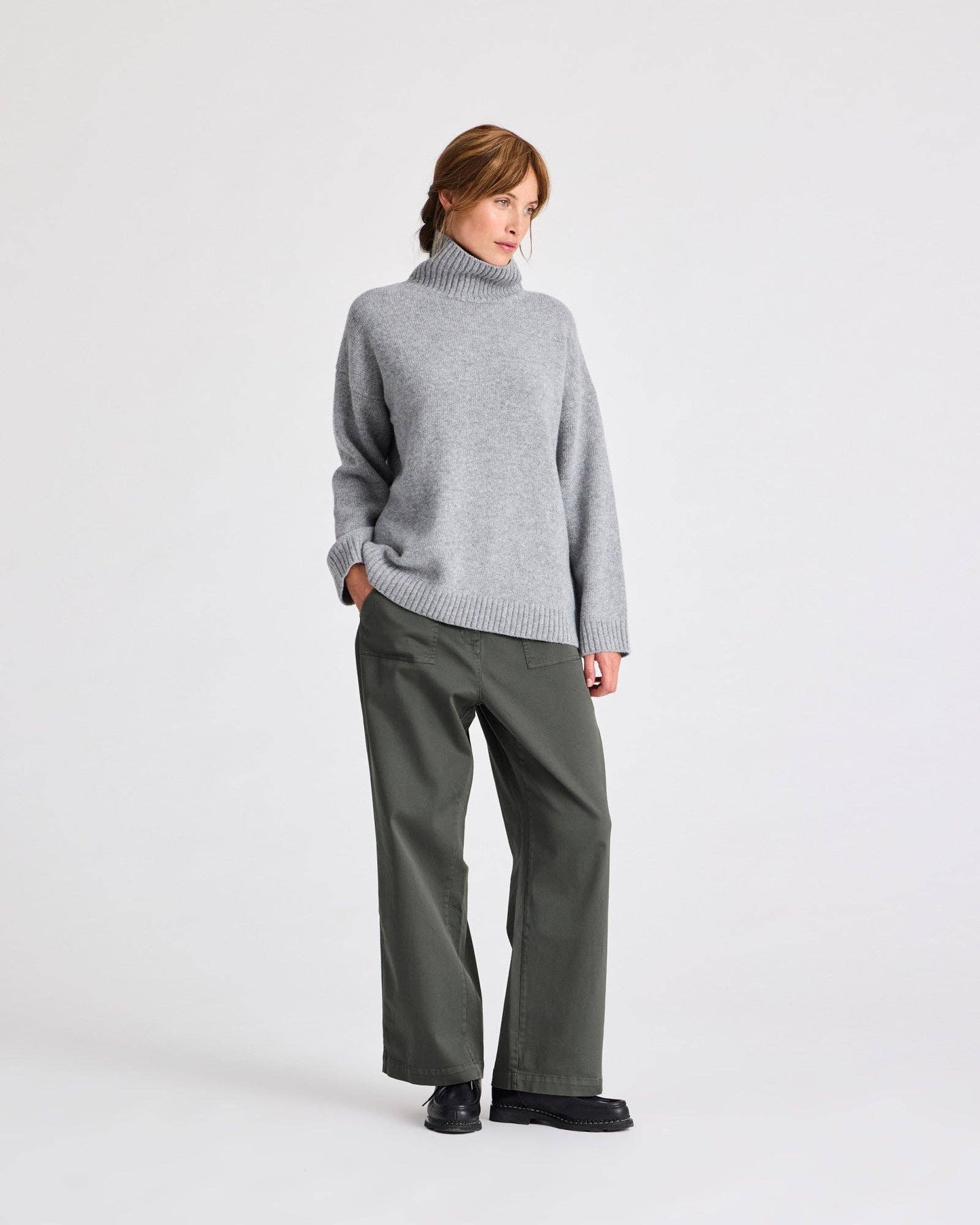 Maglione dolcevita in lana d’agnello grigio mélange