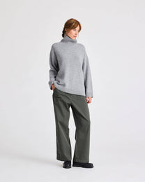 Maglione dolcevita in lana d’agnello grigio mélange