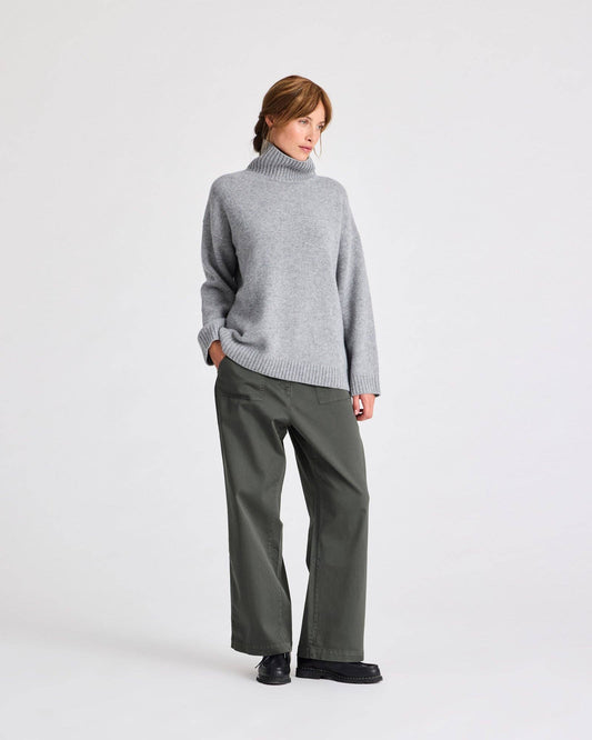 Maglione dolcevita in lana d’agnello grigio mélange