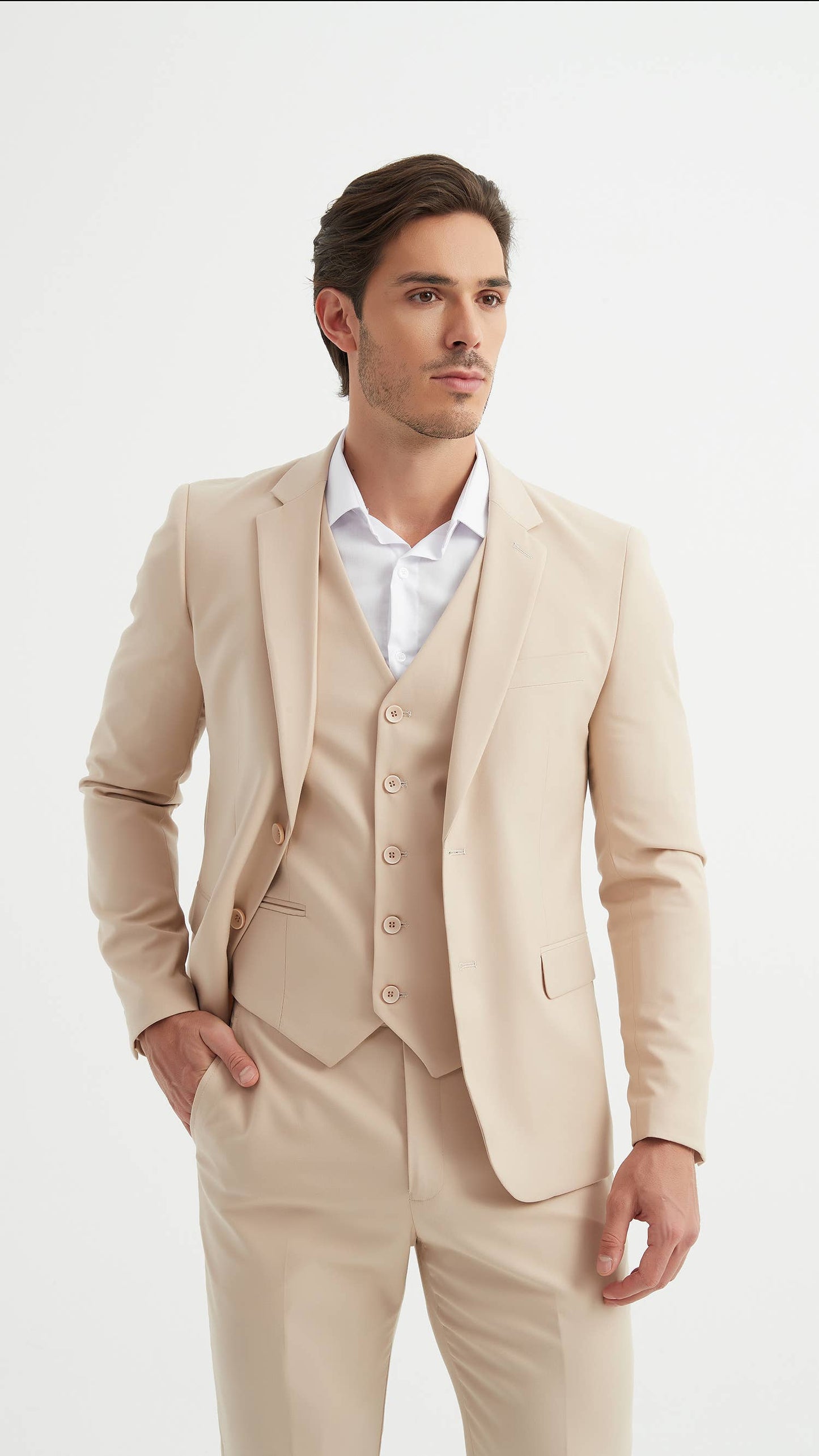 Abito uomo tre pezzi beige
