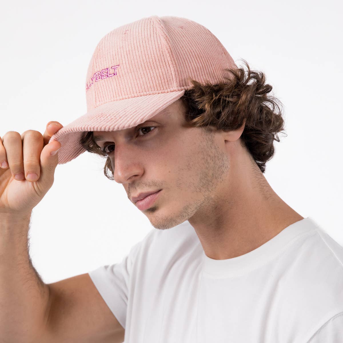 Cappellino rosa in velluto a coste