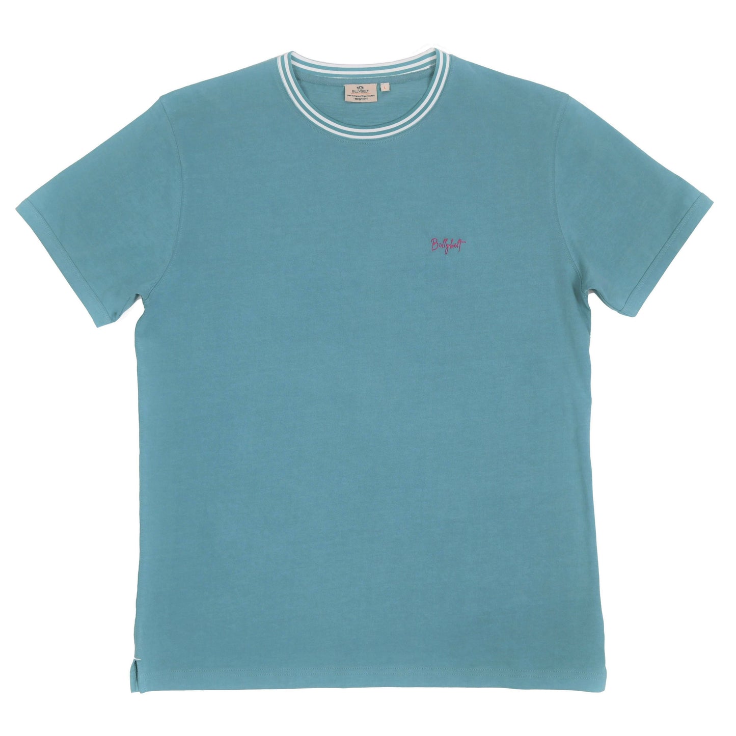T-shirt vintage verde in cotone biologico con logo ricamato