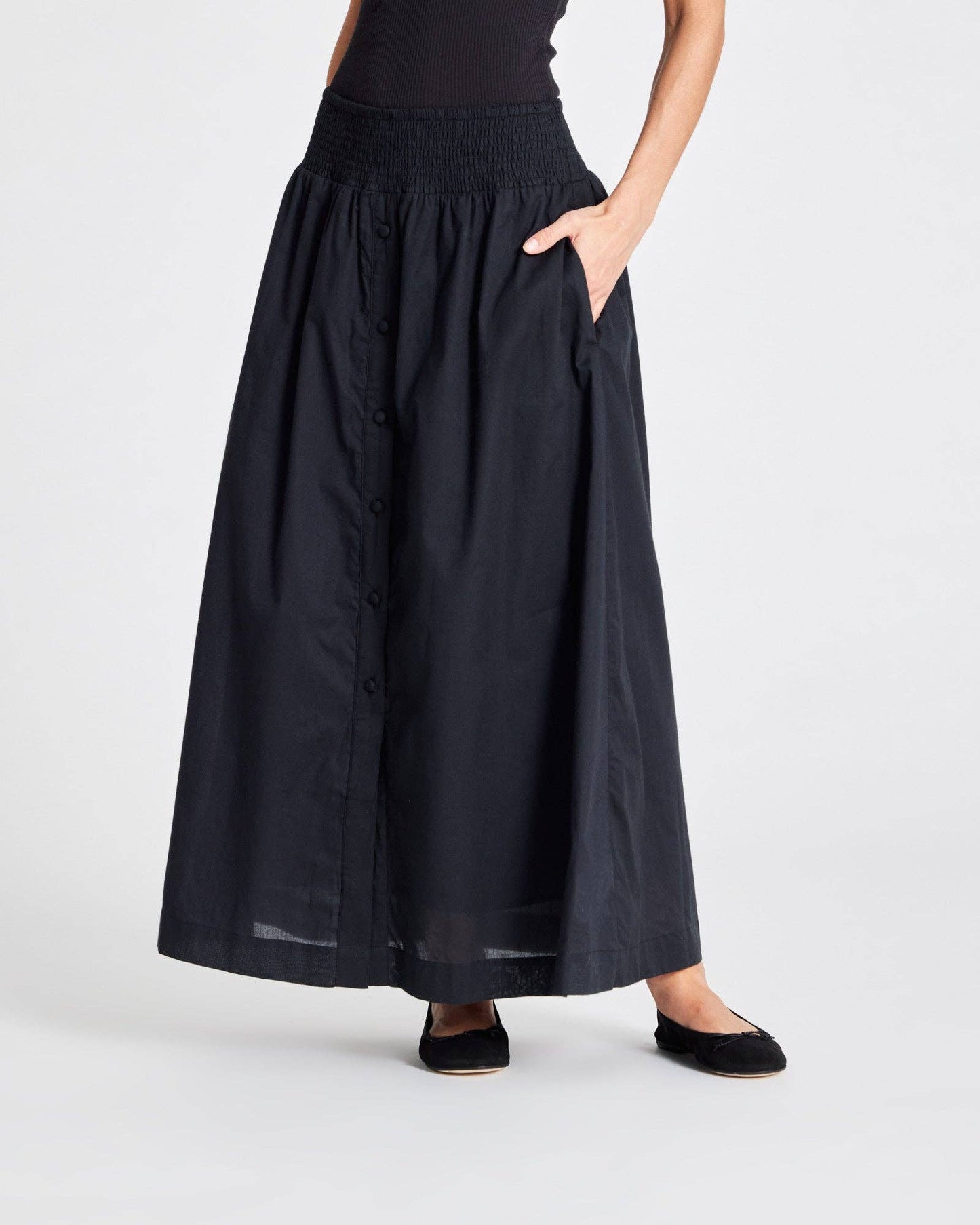 Gonna lunga Viola in voile di cotone biologico nera