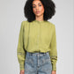 Camicia Sojanyla verde tiglio con inserti in pizzo