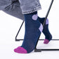 Calzini in cotone con cuore glitterato blu navy e lilla