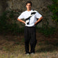 Pantaloni chino neri relaxed fit con pinces