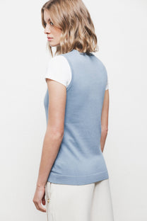 Top in maglia rasata con girocollo
