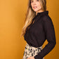 Camicia Rocio nera in cotone con pieghe