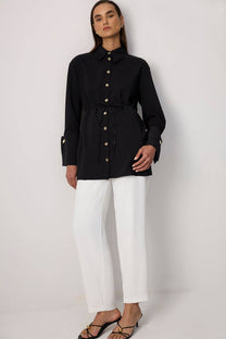 Camicia in viscosa con polsini ampi
