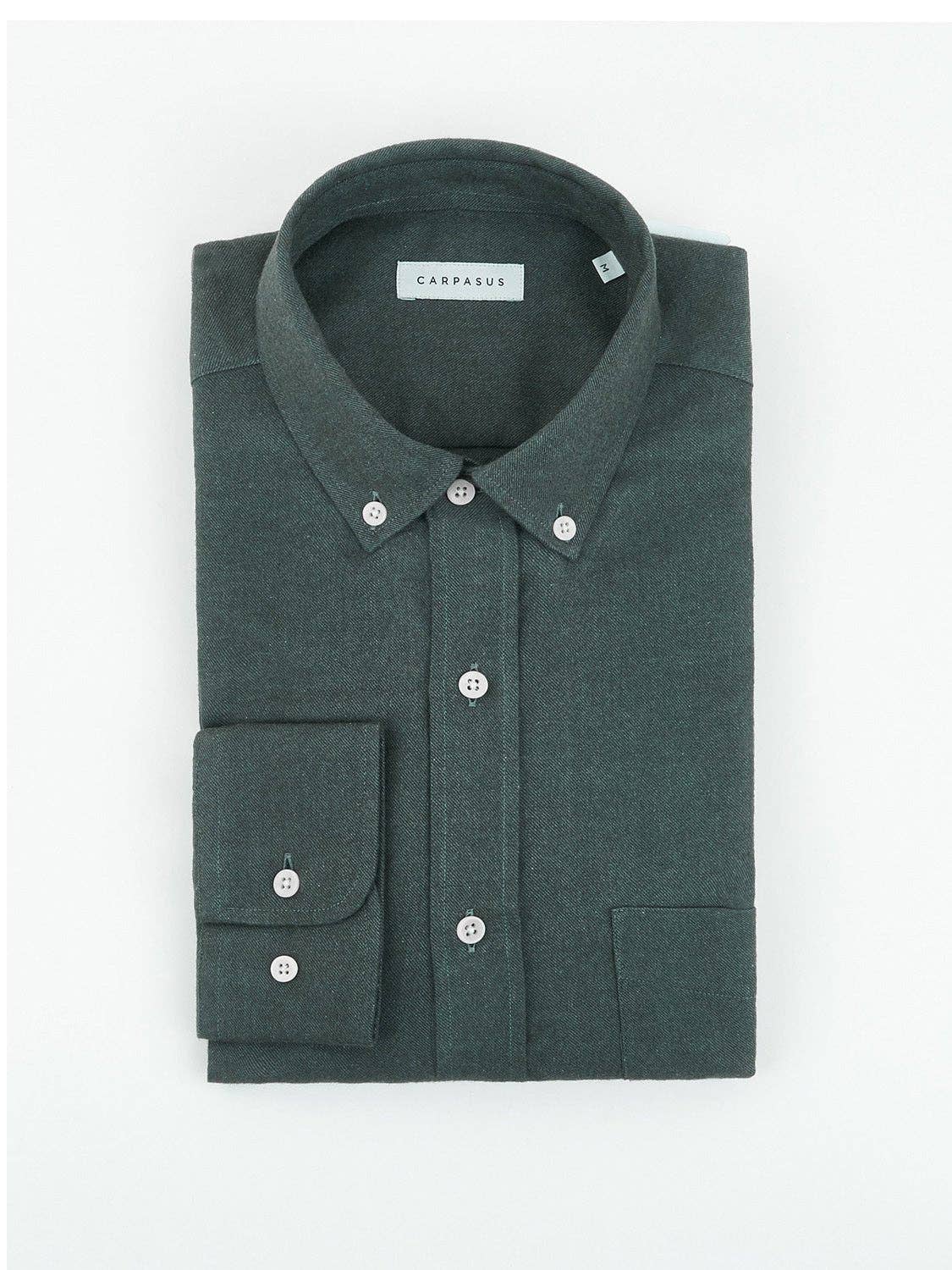 Camicia in flanella su misura verde muschio